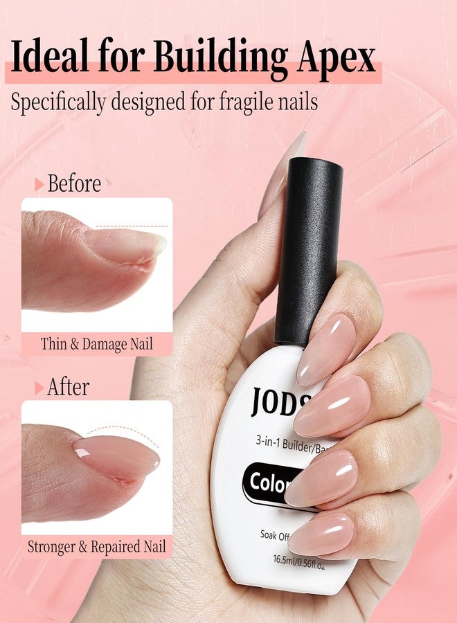 JODSONE Rubber Base Builder Gel for Nails,16.5ML 3-in-1 Nude Pink Rubber Base Gel Polish,Base Color & Builder Gel for Nails in One,for Nail Thickening Solution Strengthen,Apex Building,Enhance - Image 3